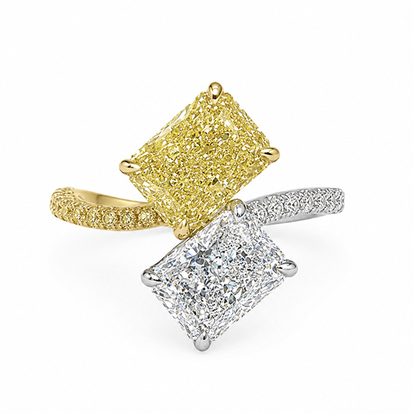 Platinum & 18K Fancy Yellow Diamond Moi Et Toi Ring